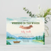 森での湖の週末の招待 招待状 (スタンド正面)