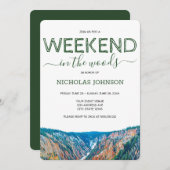 森での週末の独身パーティー 招待状 (正面/裏面)