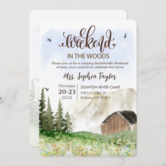 森での週末独身最後の夜の招待状 招待状 (正面/裏面)