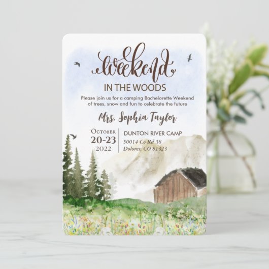 森での週末独身最後の夜会招待状 招待状 (スタンド正面)