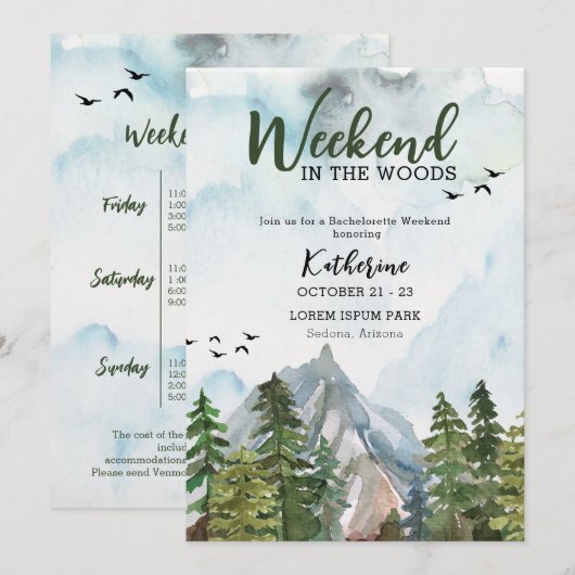 森での週末 バチェロレッテウィークエンド 招待状 (正面/裏面)
