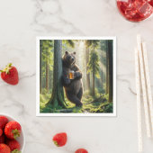 森でビールを飲むクマ スタンダードカクテルナプキン (インサイチュ)