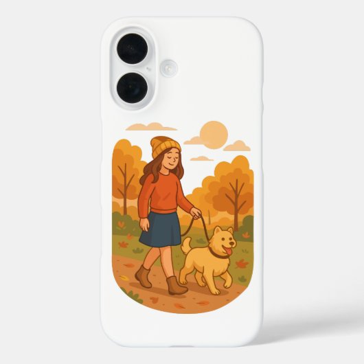 森で愛犬と散歩するキュートなドッグママ Case-Mate iPhoneケース (裏面)