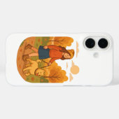 森で愛犬と散歩するキュートなドッグママ Case-Mate iPhoneケース (裏面 (横))