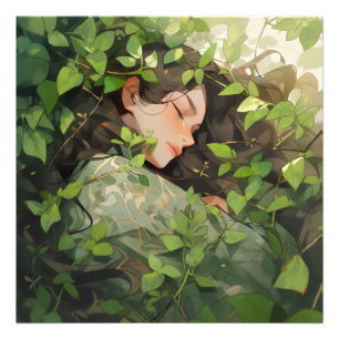 森で眠る女の子アニメ フォトプリント