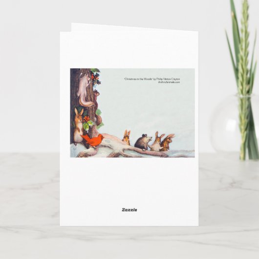 森で踊っている動物-クリスマスか新年 シーズンカード (裏面)