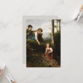 森で野生の果実を摘む3人の子供 カード (正面/裏面インサイチュ)