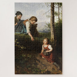 森で野生の果実を摘む3人の子供 ジグソーパズル