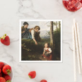 森で野生の果実を摘む3人の子供 スタンダードカクテルナプキン (インサイチュ)