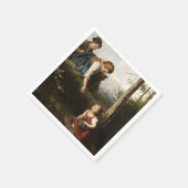 森で野生の果実を摘む3人の子供 スタンダードカクテルナプキン (角)