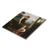 森で野生の果実を摘む3人の子供 タイル (側面)