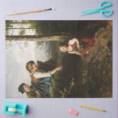 森で野生の果実を摘む3人の子供 薄葉紙 (クラフト)