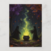 森で魔術を行う魔女たち ポストカード (正面)