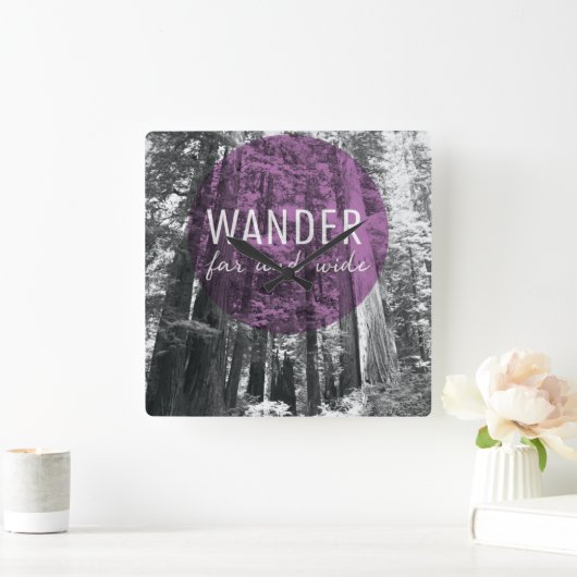 森で|は引用文あまねくさまよいます スクエア壁時計 (ホーム)