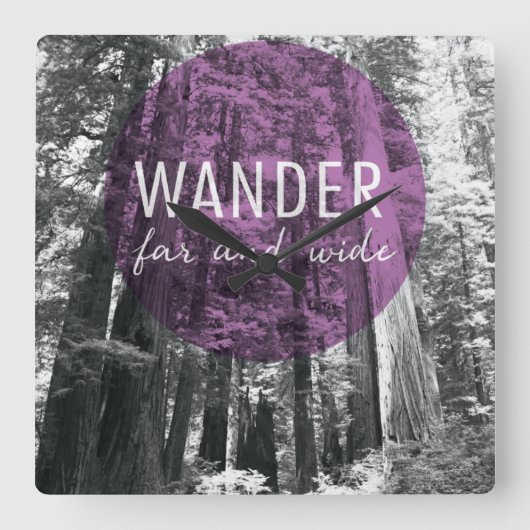 森で|は引用文あまねくさまよいます スクエア壁時計 (正面)