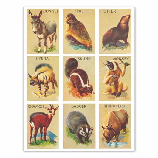 森とジャングル動物自然野生動物アート シール (正面)