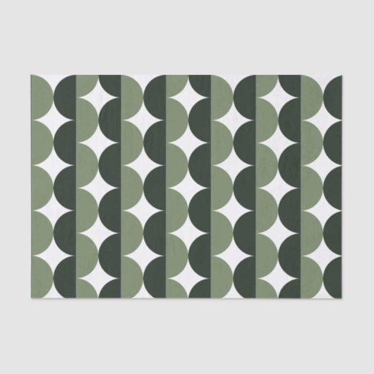 森とセージ緑のミッドセンチュリー波モダン線 薄葉紙 (正面)