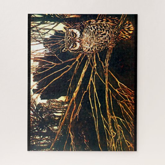 森とフクロウの神秘的な城 ジグソーパズル (縦)