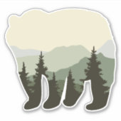森と山のステッカーでクマ。 シール (正面)