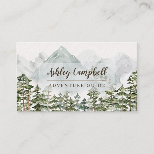 森と山の水色 名刺 (正面)