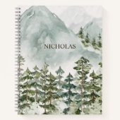 森と山素朴の水色 ノートブック (正面)