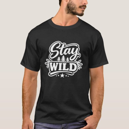 森と星のワイルドな冒険の引用 白 Tシャツ (正面)