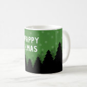 森と木と雪のグリーン ハッピー Xmas マグカップ (正面右)