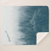 森と木のプリント パーソナライズされた シェルパブランケット (正面(横))