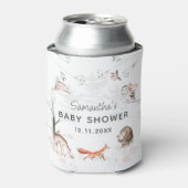 森と森林動物の赤素朴ちゃんシャワー 缶クーラー (缶正面)