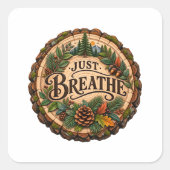 森と自然のステッカーセット Just Breathe スクエアシール (正面)