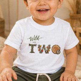 森と2歳の誕生日Tシャツ 森の生き物と2歳の文字 ベビーTシャツ