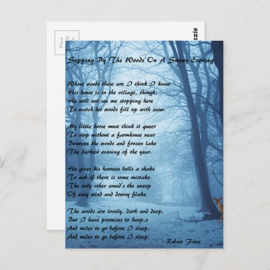 森に下記によって立寄ります: Robert Frost ポストカード (正面/裏面)