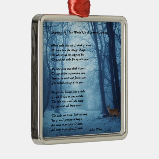 森に下記によって立寄ります: Robert Frost メタルオーナメント (右)