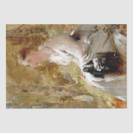 森に座る女エレガント美しい 薄葉紙 (正面)