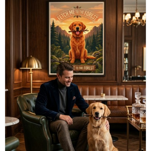森に連れてって ゴールデンレトリバー 愛犬家 ポスター