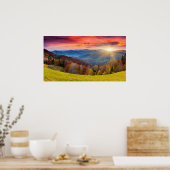 森のある山の秋の風景 ポスター (キッチン)