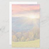 森のある山の秋の風景 便箋 (正面/裏面)