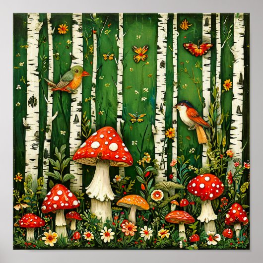 森のおとぎ話のキノコ ポスター (正面)