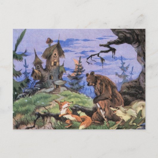 森のおとぎ話のスタイルの素晴らしいスタンド ポストカード (正面)