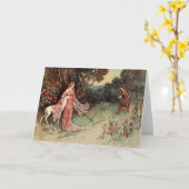 森のおとぎ話の後ろヴィンテージ カード (黄色い花)