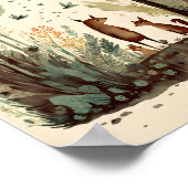 森のおとぎ話の水の色イラストレーション ポスター (角)