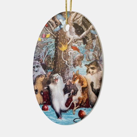 森のおもしろいな動物のオーナメントのクリスマス セラミックオーナメント (左)