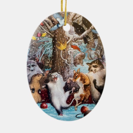 森のおもしろいな動物のオーナメントのクリスマス セラミックオーナメント (裏面)