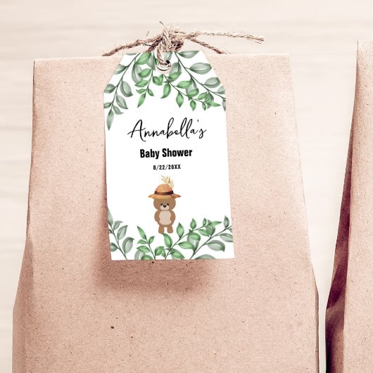 森のかわいいクマのベビーシャワー ギフトタグ