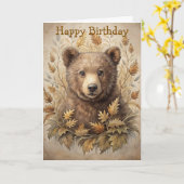 森のかわいいクマ カード (黄色い花)