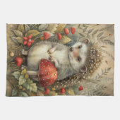 森のかわいいハリネズミ キッチンタオル (横)