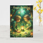 森のかわいい子ども カード (黄色い花)