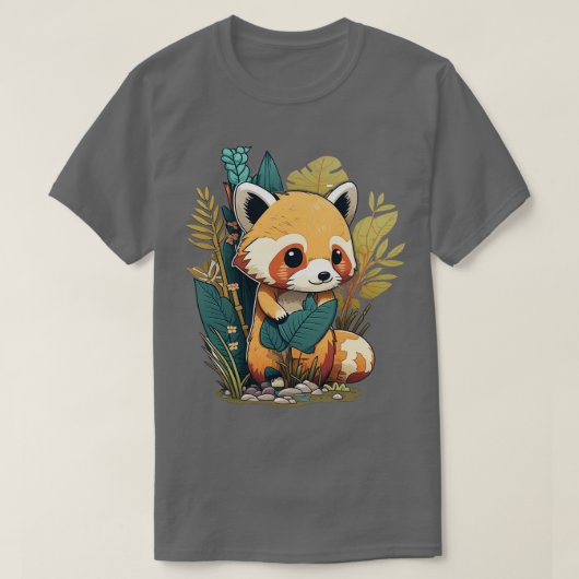 森のかわいい赤いパンダ Tシャツ (デザイン正面)