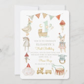 森のきのこコテージ 古いおもちゃ 水彩 招待状 (正面)