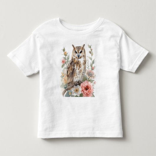 森のささやきフクロウ トドラーTシャツ (正面)